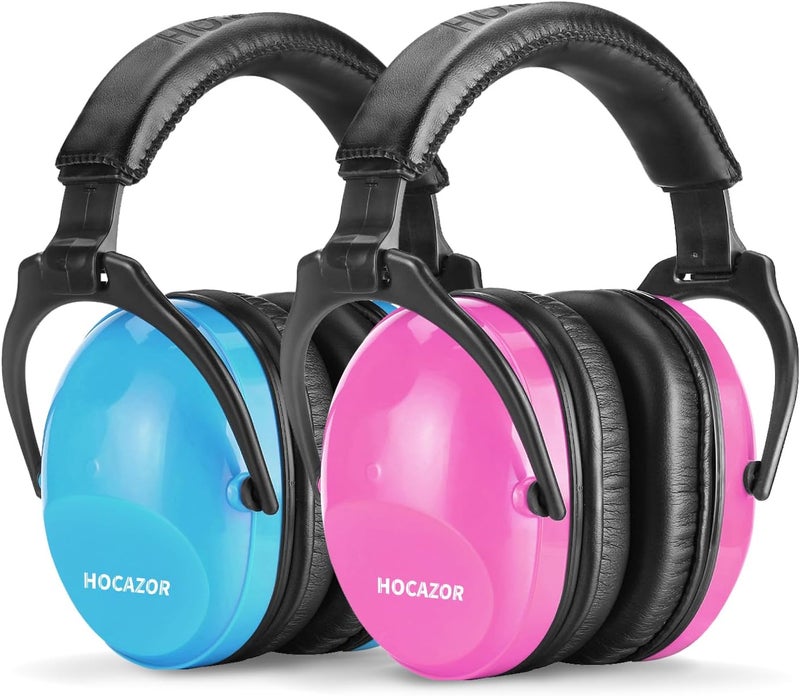 Hocazor 2 Pack HZ015 Kids Ear Protection Safety Earmuffs Durable Noise Cancelling Headphones, pink+blue - Image 1
